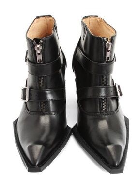 John Fluevog ‘Edwardian  Hamburger’ Leather Ankle Boots with Buckle Straps